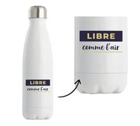 Bouteille Isotherme Libre Comme Lair - Bottle - Idée Bouteille Isotherme Cadeau Anniversaire Fête Original Famille Travail Départ Collègue Retraite Noël. - Bleu&Ambre - 4