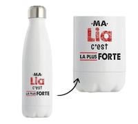 Bouteille Isotherme Ma Lia C'est la plus forte - Bottle - Idée Bouteille Isotherme Cadeau Anniversaire Fête Original Famille Travail Départ Collègue Retraite Noël.