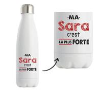 Bouteille Isotherme Ma Sara C'est la plus forte - Bottle - Idée Bouteille Isotherme Cadeau Anniversaire Fête Original Famille Travail Départ Collègue Retraite Noël.