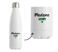 Bouteille Isotherme Madame Agnès - Bottle - Idée Tasse Personnalisable Cadeau Anniversaire Fête Original Famille Travail Départ Collègue Retraite Noël. (Vert)