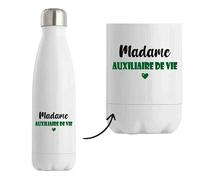 Bouteille Isotherme Madame Auxiliaire de vie - Bottle - Idée Tasse Personnalisable Cadeau Anniversaire Fête Original Famille Travail Départ Collègue Retraite Noël. (Vert)