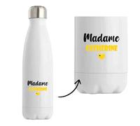 Bouteille Isotherme Madame Catherine - Bottle - Idée Tasse Personnalisable Cadeau Anniversaire Fête Original Famille Travail Départ Collègue Retraite Noël. (Jaune)