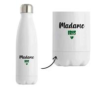 Bouteille Isotherme Madame Iris - Bottle - Idée Tasse Personnalisable Cadeau Anniversaire Fête Original Famille Travail Départ Collègue Retraite Noël. (Vert)