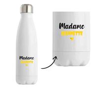 Bouteille Isotherme Madame Jeannette - Bottle - Idée Tasse Personnalisable Cadeau Anniversaire Fête Original Famille Travail Départ Collègue Retraite Noël. (Jaune)
