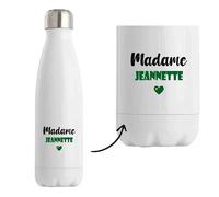 Bouteille Isotherme Madame Jeannette - Bottle - Idée Tasse Personnalisable Cadeau Anniversaire Fête Original Famille Travail Départ Collègue Retraite Noël. (Vert)