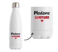 Bouteille Isotherme Madame la notaire - Bottle - Idée Tasse Personnalisable Cadeau Anniversaire Fête Original Famille Travail Départ Collègue Retraite Noël. (Rouge)