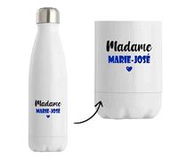 Bouteille Isotherme Madame Marie-José - Bottle - Idée Tasse Personnalisable Cadeau Anniversaire Fête Original Famille Travail Départ Collègue Retraite Noël. (Bleu)