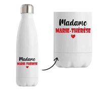 Bouteille Isotherme Madame Marie-Thérèse - Bottle - Idée Tasse Personnalisable Cadeau Anniversaire Fête Original Famille Travail Départ Collègue Retraite Noël. (Rouge)