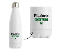 Bouteille Isotherme Madame Secrétaire - Bottle - Idée Tasse Personnalisable Cadeau Anniversaire Fête Original Famille Travail Départ Collègue Retraite Noël. (Vert)