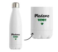 Bouteille Isotherme Madame Wendy - Bottle - Idée Tasse Personnalisable Cadeau Anniversaire Fête Original Famille Travail Départ Collègue Retraite Noël. (Vert)