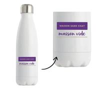 Bouteille Isotherme Maison Sans Chat Maison Vide - Bottle - Idée Bouteille Isotherme Cadeau Anniversaire Fête Original Famille Travail Départ Collègue Retraite Noël. - Violet&Marron - 4