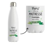 Bouteille isotherme Maitresse inoubliable femme | Gourde Thermos Réutilisable Cadeau Collègue, Départ retraite