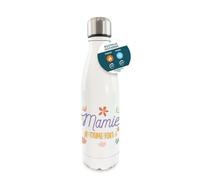 Bouteille Isotherme Mamie Je t'aime Fort, 500 ml, Double Paroi Inox, Blanc