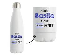 Bouteille Isotherme Mon Basile C'est le plus fort - Bottle - Idée Bouteille Isotherme Cadeau Anniversaire Fête Original Famille Travail Départ Collègue Retraite Noël.