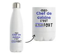 Bouteille Isotherme Mon Chef de cuisine C'est le plus fort - Bottle - Idée Bouteille Isotherme Cadeau Anniversaire Fête Original Famille Travail Départ Collègue Retraite Noël.