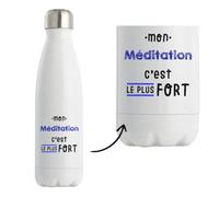 Bouteille Isotherme Mon Meditation C'est le plus fort - Bottle - Idée Bouteille Isotherme Cadeau Anniversaire Fête Original Famille Travail Départ Collègue Retraite Noël.