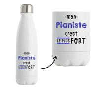 Bouteille Isotherme Mon Pianiste C'est le plus fort - Bottle - Idée Bouteille Isotherme Cadeau Anniversaire Fête Original Famille Travail Départ Collègue Retraite Noël.