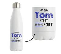 Bouteille Isotherme Mon Tom C'est le plus fort - Bottle - Idée Bouteille Isotherme Cadeau Anniversaire Fête Original Famille Travail Départ Collègue Retraite Noël.