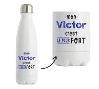 Bouteille Isotherme Mon Victor C'est le plus fort - Bottle - Idée Bouteille Isotherme Cadeau Anniversaire Fête Original Famille Travail Départ Collègue Retraite Noël.