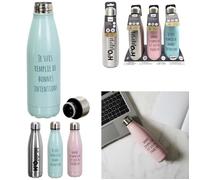 Bouteille isotherme - Mots - 50cl - Acier inoxydable - Bleu