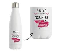 Bouteille isotherme Nounou géniale | Gourde Thermos Réutilisable Cadeau Collègue, Départ retraite