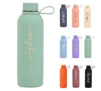 Bouteille Isotherme Personnalisée Avec Prénom, Flasque En Acier Inoxydable Sur Mesure - Bouteille Isotherme De 500 Ml - Cadeau D'anniversaire, De Mariage Ou Pour Une Demoiselle D'honneur(Green)