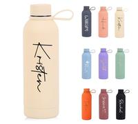 Bouteille Isotherme Personnalisée Avec Prénom, Flasque En Acier Inoxydable Sur Mesure - Bouteille Isotherme De 500 Ml - Cadeau D'anniversaire, De Mariage Ou Pour Une Demoiselle D'honneur(Beige)