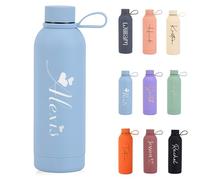 Bouteille Isotherme Personnalisée Avec Prénom, Flasque En Acier Inoxydable Sur Mesure - Bouteille Isotherme De 500 Ml - Cadeau D'anniversaire, De Mariage Ou Pour Une Demoiselle D'honneur(Blue)