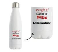 Bouteille Isotherme Priorite N1 dans ma vie C'est ma Laborantine - Bottle - Idée Bouteille Isotherme Cadeau Anniversaire Fête Original Famille Travail Départ Collègue Retraite Noël.