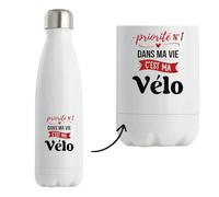 Bouteille Isotherme Priorite N1 dans ma vie C'est ma Velo - Bottle - Idée Bouteille Isotherme Cadeau Anniversaire Fête Original Famille Travail Départ Collègue Retraite Noël.