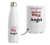Bouteille Isotherme Priorite N1 dans ma vie C'est mon Angel - Bottle - Idée Bouteille Isotherme Cadeau Anniversaire Fête Original Famille Travail Départ Collègue Retraite Noël.
