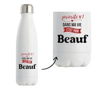 Bouteille Isotherme Priorite N1 dans ma vie C'est mon Beauf - Bottle - Idée Bouteille Isotherme Cadeau Anniversaire Fête Original Famille Travail Départ Collègue Retraite Noël.