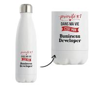 Bouteille Isotherme Priorite N1 dans ma vie C'est mon Business Developer - Bottle - Idée Bouteille Isotherme Cadeau Anniversaire Fête Original Famille Travail Départ Collègue Retraite Noël.