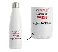 Bouteille Isotherme Priorite N1 dans ma vie C'est mon Dogue du Tibet - Bottle - Idée Bouteille Isotherme Cadeau Anniversaire Fête Original Famille Travail Départ Collègue Retraite Noël.