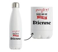 Bouteille Isotherme Priorite N1 dans ma vie C'est mon Etienne - Bottle - Idée Bouteille Isotherme Cadeau Anniversaire Fête Original Famille Travail Départ Collègue Retraite Noël.