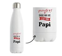 Bouteille Isotherme Priorite N1 dans ma vie C'est mon Papi - Bottle - Idée Bouteille Isotherme Cadeau Anniversaire Fête Original Famille Travail Départ Collègue Retraite Noël.
