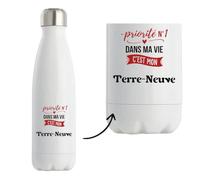 Bouteille Isotherme Priorite N1 dans ma vie C'est mon Terre-Neuve - Bottle - Idée Bouteille Isotherme Cadeau Anniversaire Fête Original Famille Travail Départ Collègue Retraite Noël.