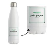 Bouteille Isotherme Reparer Plutot Que Jeter - Bottle - Idée Bouteille Isotherme Cadeau Anniversaire Fête Original Famille Travail Départ Collègue Retraite Noël. - Vert - 3