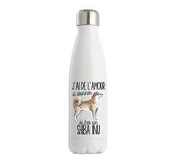 Bouteille Isotherme shiba inu amour | Gourde Thermos conservation chaleur double paroi isolante et réutilisable | Idée cadeau originale et drôle