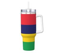 Bouteille isotherme sous vide avec paille et poignée Motif drapeau de l'île Maurice 1,2 l - Café chaud et froid