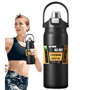 Bouteille isotherme - Tasse à café portable avec poignée - Haute capacité en acier inoxydable garde la chaleur 8 h 12 h | Pour lait, café, boissons, randonnée, sports de plein air, salle de sport en