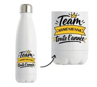 Bouteille Isotherme Team Armenienne Toute l'Année - Bottle - Idée Bouteille Isotherme Cadeau Anniversaire Fête Original Famille Travail Départ Collègue Retraite Noël.
