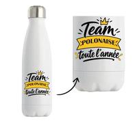 Bouteille Isotherme Team Polonaise Toute l'Année - Bottle - Idée Bouteille Isotherme Cadeau Anniversaire Fête Original Famille Travail Départ Collègue Retraite Noël.