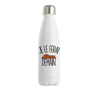 Bouteille Isotherme teckel Je le ferai demain | Gourde Thermos conservation chaleur double paroi isolante et réutilisable | Idée cadeau originale et drôle