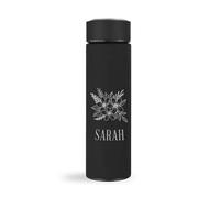 Bouteille isotherme thermos café en Bambou 450ml Mabouteille.fr® - Gourde isotherme personnalisable à gravure laser pour prénom, logo, citation… [ Thermos chauffant ] (Noir)