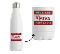 Bouteille Isotherme Vive les Maries pour la Vie - Bottle - Idée Bouteille Isotherme Cadeau Anniversaire Fête Original Famille Travail Départ Collègue Retraite Noël. - Bordeaux&Vert - 4