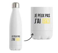 Bouteille Je peux pas j’ai gym | Bottle | Idée Bouteille Isotherme Cadeau Anniversaire Fête Original Famille Travail Départ Collègue Retraite Noël.