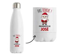 Bouteille José Pas Touche Père Noël - Gourde isotherme - Secret santa Cadeau Noël Humour Insolite Collègue