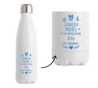 Bouteille Joyeux noël à la meilleure Iris - Gourde isotherme - Secret santa Cadeau Noël Humour Insolite Collègue