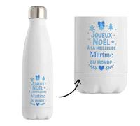 Bouteille Joyeux noël à la meilleure Martine - Gourde isotherme - Secret santa Cadeau Noël Humour Insolite Collègue